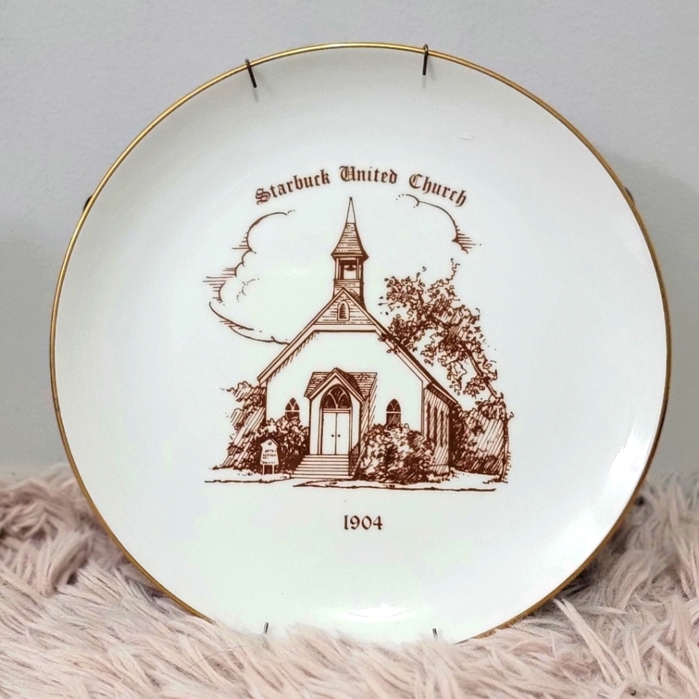 ❤️22 Karat Gold Rim Vintage Starbuck United Church Decorative Plate